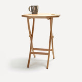 Wooden folding occasional table with brown mug