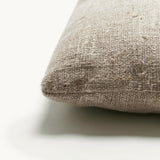 Close up of raw linen scatter cushion